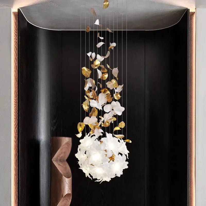 Axyaa Crystal Flower Chandelier: Luxury Pendant Light for Home Decor