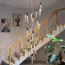 Luxury Axyaa Crystal LED Chandelier: Minimalist Nordic Design for Staircase & Living Room