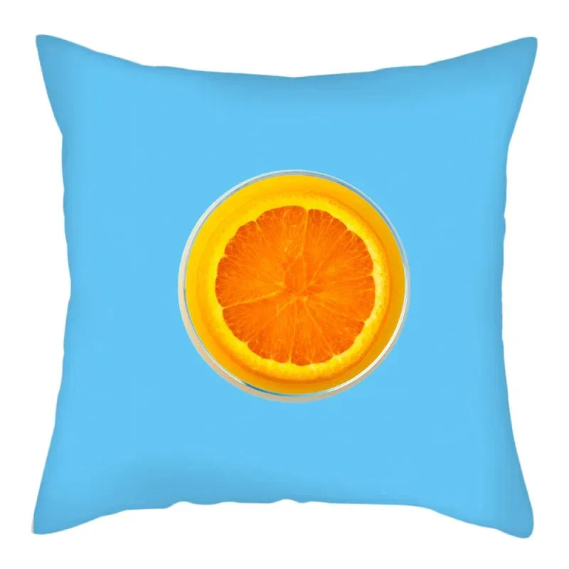 Axyaa Citrus Fruit Print Pillow Cover 45x45cm - Home Sofa Decor