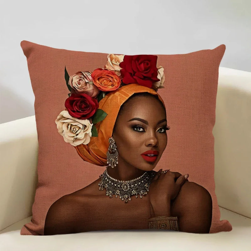 Axyaa African Lady Sofa Pillow Cover: Stylish Decor for Bedroom, Hotel, Cafe