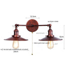 Axyaa Industrial Pink LED Wall Light with Pull Chain Switch - Two Heads Industrial Bedroom Lamp