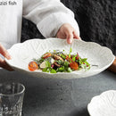 Axyaa Ceramic Cabbage Texture Plate Set - White Specialty Tableware