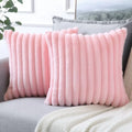 Axyaa White Green Rabbit Hair Cushion Cover Set - Modern Luxury Sofa Pillows