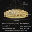 Axyaa Modern Crystal Round Chandelier Light Pendant Golden Chrome LED Circlet