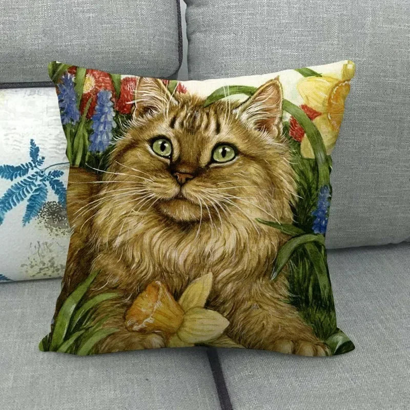 Axyaa Cat Garden Relax Pillowcase