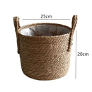 Axyaa Straw Wicker Planter Basket Handmade Flower Pot Storage Laundry Basket Yellow Home Decor