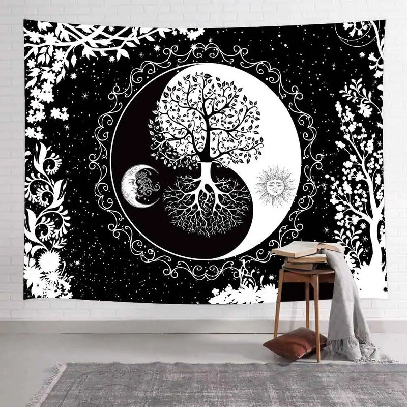 Axyaa Skull Planet Wolf Tapestry for Bedroom Aesthetics and Home Decor