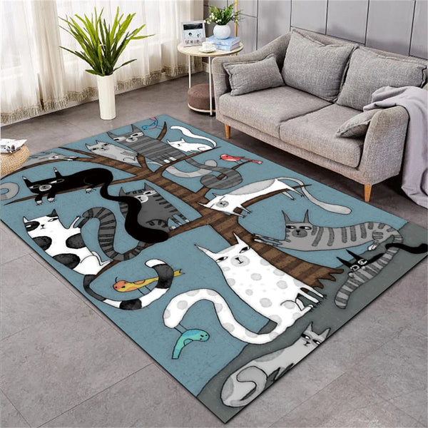 Axyaa Handsome Mage Cat Pattern Carpet Mat for Stylish Room Decor