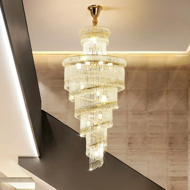 Axyaa Crystal Chandelier with Intelligent Three-Color Light for High-End Sales Office