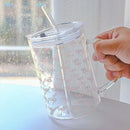 Axyaa Large Glass Water Cup With Lid & Straw, High Capacity, Heat Resistant