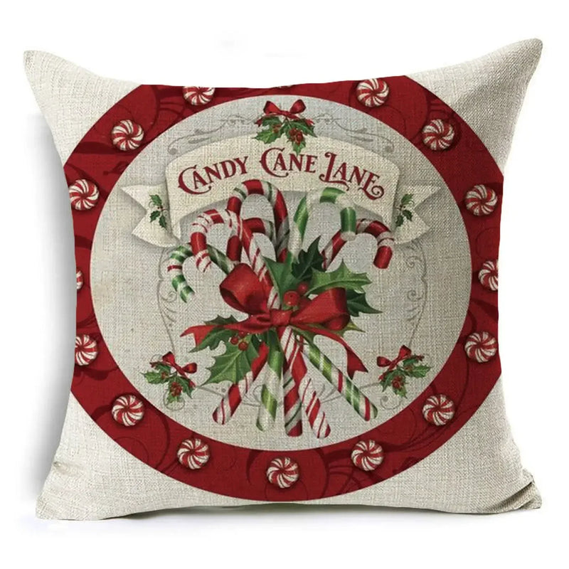 Axyaa Cartoon Christmas Linen Pillowcase Decoration 45cm*45cm, Perfect Gift for Home