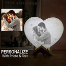 Axyaa Personalized Moon Lamp with Photo Text Heart Shape Night Light - Custom Gift