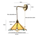 Axyaa Tiffany Yellow Glass Wall Sconce LED Light Fixture Copper Pull Chain