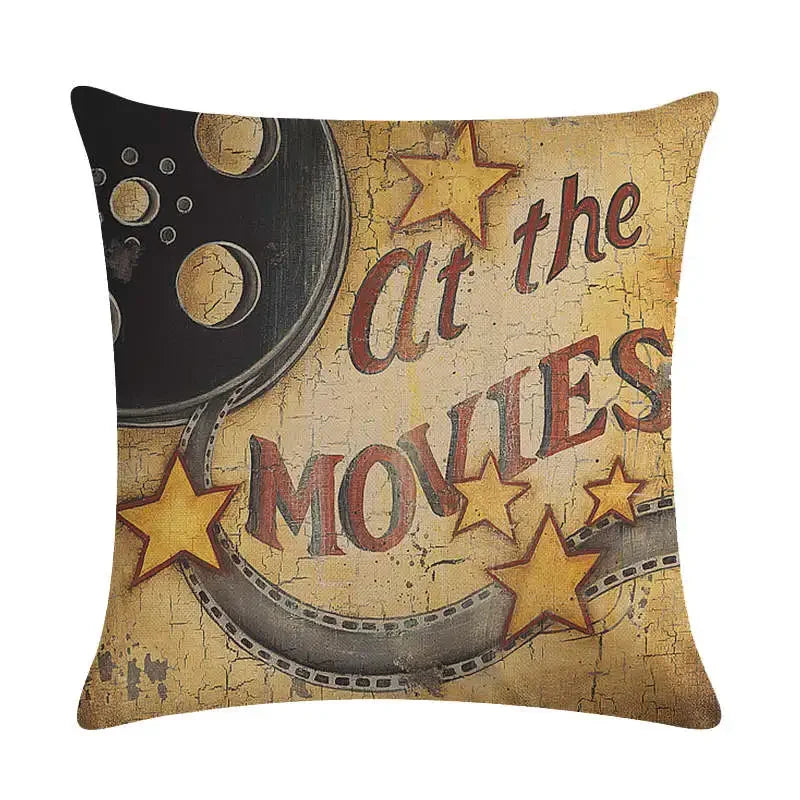 Axyaa Rock Guitar Pattern Throw Pillow Cover: Cotton Linen Cushion for Home Sofa