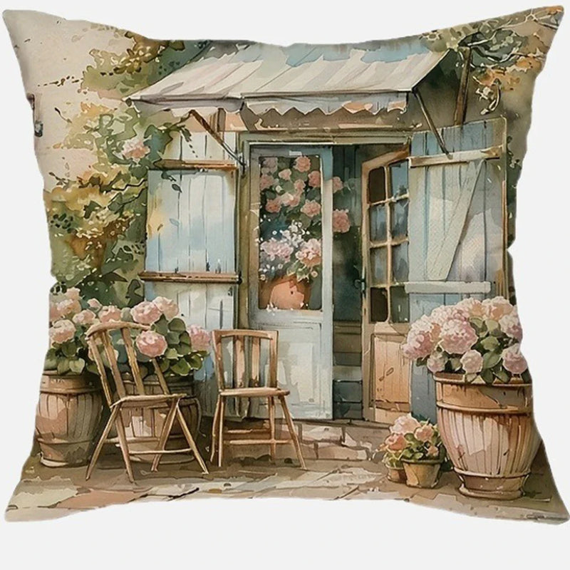 Axyaa Country Flower Bicycle Pattern Pillowcase for Home Room Decoration