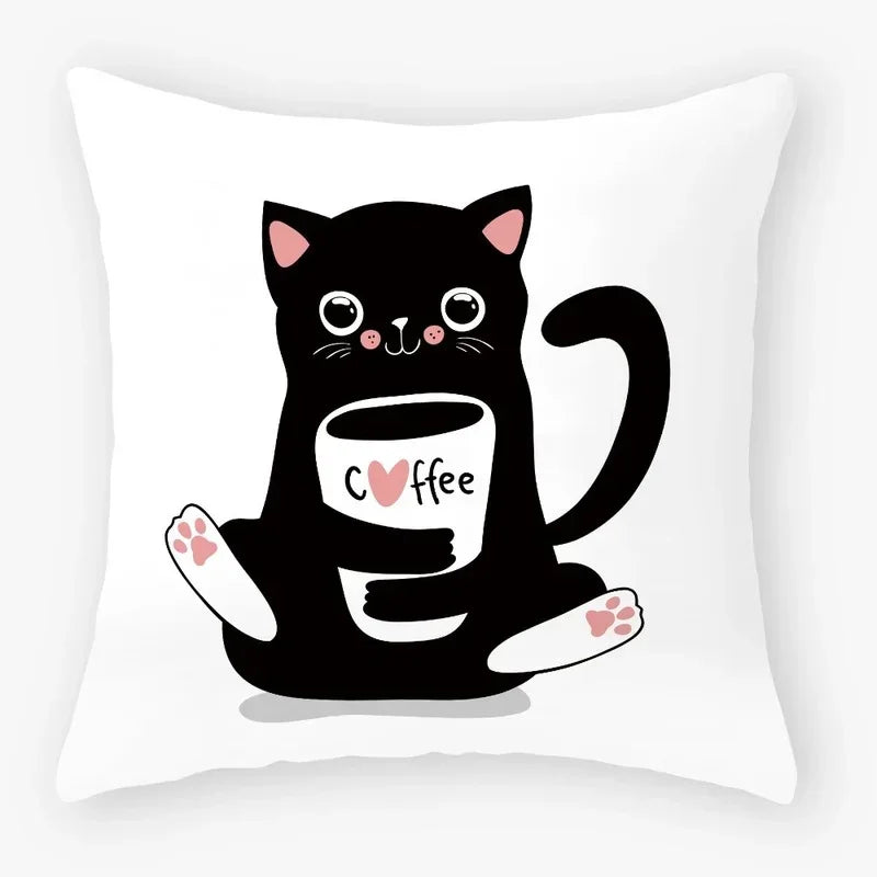 Axyaa Black Cat Pillowcase 45*45 Sofa Car Home Decor Cushion Cover