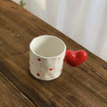 Axyaa Red Heart Plaid Coffee Mug - Delicate Ceramic Latte Cup