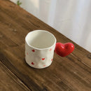 Axyaa Red Heart Plaid Coffee Mug - Delicate Ceramic Latte Cup
