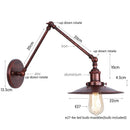 Axyaa Vintage Industrial Style Wall Sconce Lamp, Long Arm Adjustable LED, Pull Chain Switch
