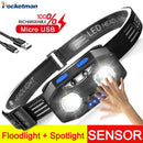 Axya Motion Sensor Headlamp: Powerful Rechargeable IR Headlight, Waterproof with Battery