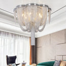 Axyaa Chrome Aluminum Chain Pendant LED Ceiling Light Fixture