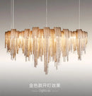 Axyaa Chrome Tassel LED Chandelier: Modern Living Room Decor & Dining Room Lighting