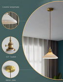 Axyaa Japanese Ceramic Luxe Chandelier: Kitchen Dining Restaurant Bar Bedside LED CeilingLamp