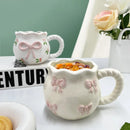 Axyaa French Ceramic Hand Pinch Bow Mug - Cute Breakfast Tea Cup Gift