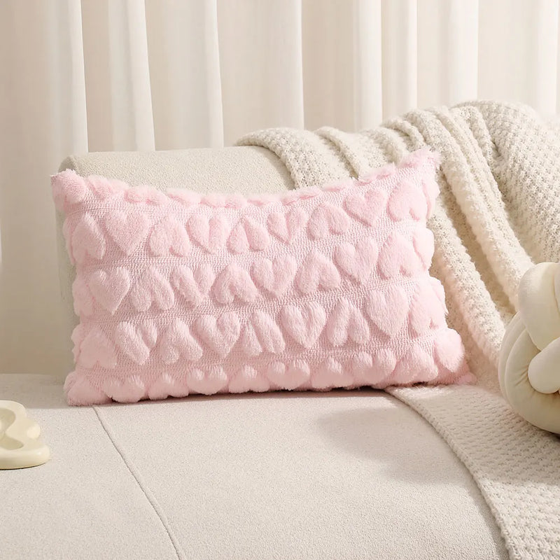 Pink Love Quilted Throw Pillow Cover by Axyaa - Plush Cushion for Sofa & Home Decor
