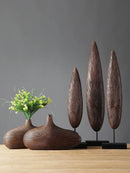 Axyaa Striped Resin Vase Imitation Wood Finish - Desktop Decoration & Crafts