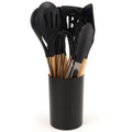 Silicone Kitchen Utensils Set with Storage Bucket - Axyaa Brand