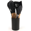 Silicone Kitchen Utensils Set with Storage Bucket - Axyaa Brand