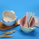 Axyaa Kids Wheat Straw Bowl and Spoon Set 8-Piece Multicolor Tableware