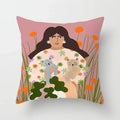 Axyaa Women Flower Oil Painting Decorative Pillowcase for Home Sofa Decor