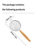 Axyaa Stainless Steel Mesh Strainer Spoon with Wooden Handle for Kitchen Tools
