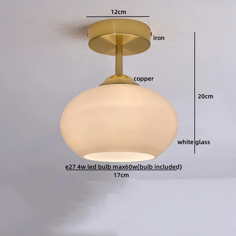 Axyaa Copper Glass LED Ceiling Lamp - Modern Indoor Lighting Fixtures