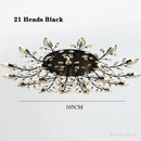 Axyaa Black Gold Leaves Crystal Ceiling Lamp | Modern Nordic LED Ceiling Light