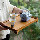 Axyaa Bamboo Tea Tray - Solid Wood Serving Tray for Kung Fu Tea Cup