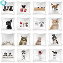 Cute Dog Cat Pillow Cover 45X45CM for Home Decor - Axyaa Brand