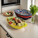 Axyaa Ceramic Fish Plate Set, Double-Eared Steamed Cooking Plate, High-Value Salad Plate