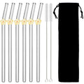 Axyaa Glass Straw Set: 6 Reusable Smoothie Cocktails Straws with Cleaning Brush