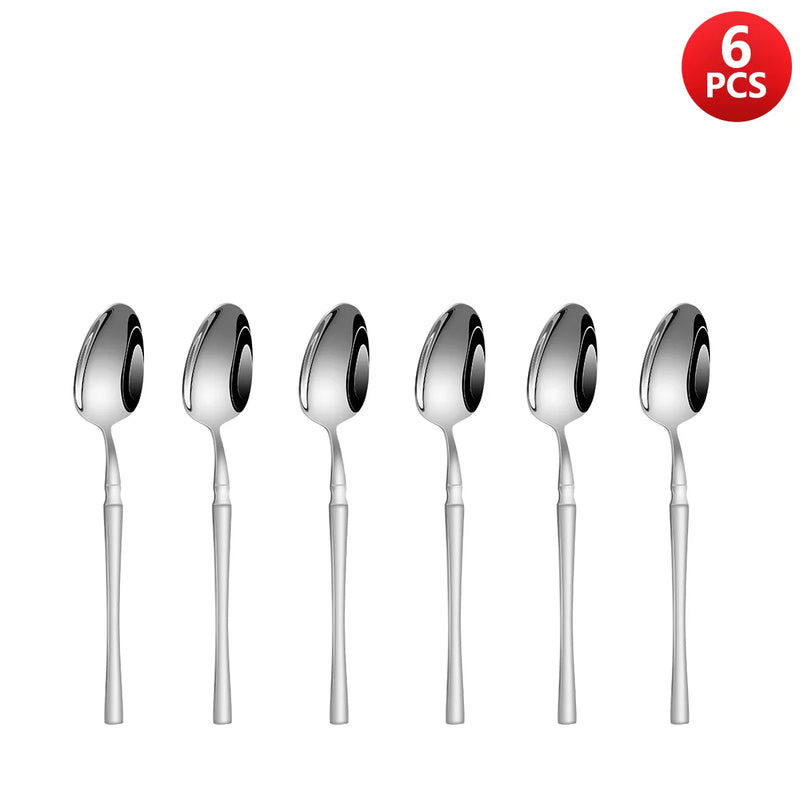 Axyaa Stainless Steel Cutlery Set - 24pcs, Steak Knife, Fork, Dessert Spoon