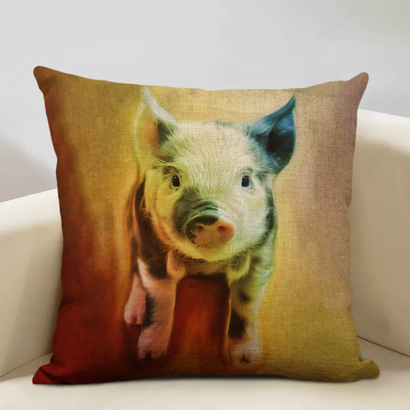 Cute Pig Pattern Pillowcase 45x45cm Axyaa Home Decor Sofa Linen Cushion Cover