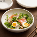 Axyaa White Ceramic Deep Salad Dessert Plate Set