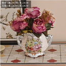 Axyaa Ceramic Vase & Flower Arrangement Set - Home Decor Crafts