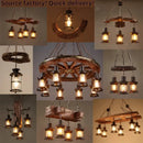 Axyaa Industrial Glass & Wood Chandelier - Retro Style for Restaurants, Bars & Coffee Shops
