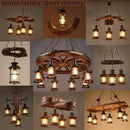 Axyaa Retro Industrial Glass Wood Chandelier for Restaurant Bar Decor
