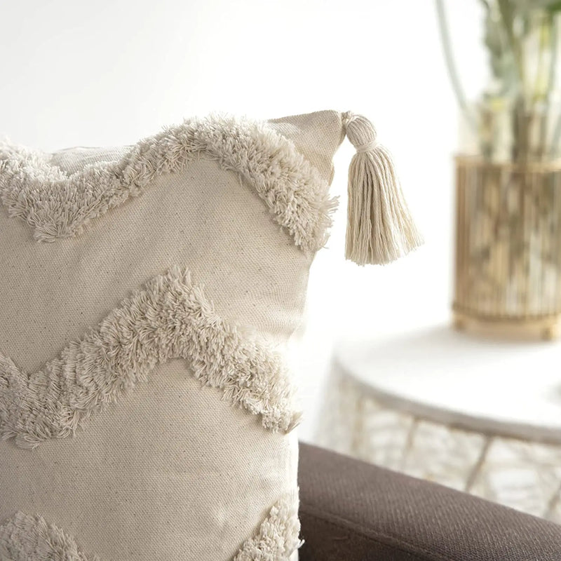 Bohemian Tufted Tassel Cushion Cover for Sofa 45x45, 30x50 - Axyaa