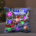 Axyaa LED Retro Santa Christmas Lights Pillowcase Home Decor 45x45