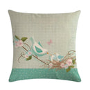 Blue Flower Bird Branch Pattern Cushion Set by Axyaa - Square Pillowcase Home Decoration